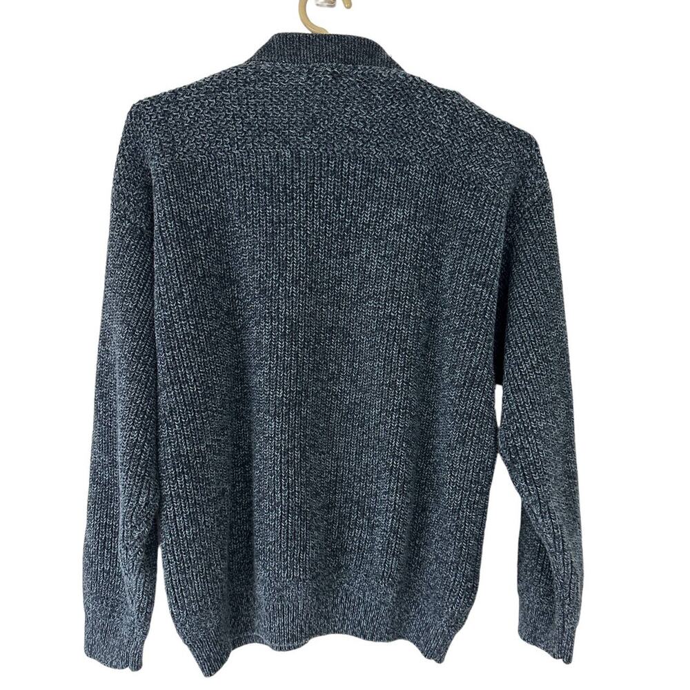 Club Room Men's Heavy Cotton Blue‎ & Gray Heathered Henley Sweater SZ M - Picture 2 of 5